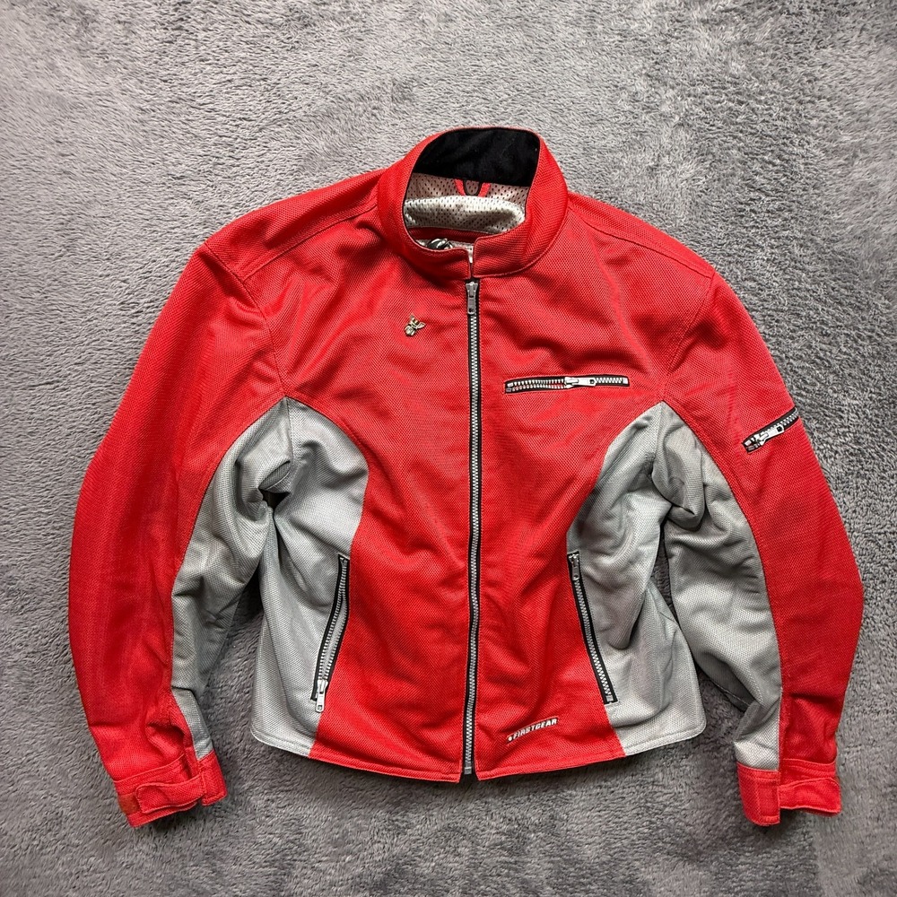 First Gear Womens Motorcycle Riding Jacket 2XL Red Hypertex Full Zip Moto Style